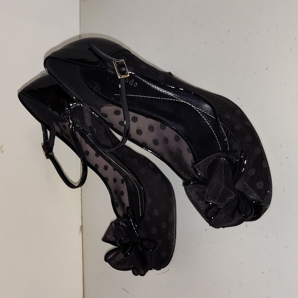 Kate Spade Didi Mesh Polka Dot PeepToe Size 9 black - Picture 2 of 12